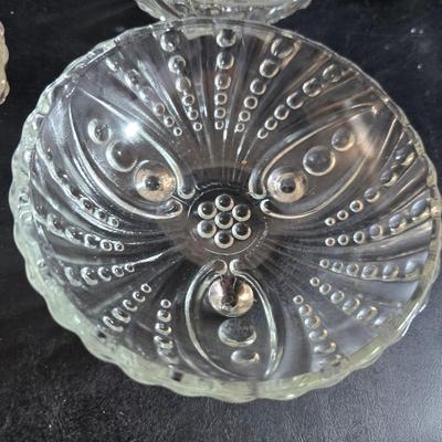 USA Marked commemorative dairy pitcher - with Pepsi-stained glass like glasses and vintage glass bowls