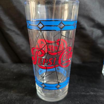 USA Marked commemorative dairy pitcher - with Pepsi-stained glass like glasses and vintage glass bowls