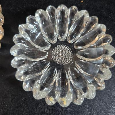 Vintage glassware - Virginia glass 1004 bell - Nambe Slovenia glass - nesting Hazel-Atlas Daisy pattern trinket dishes - and more