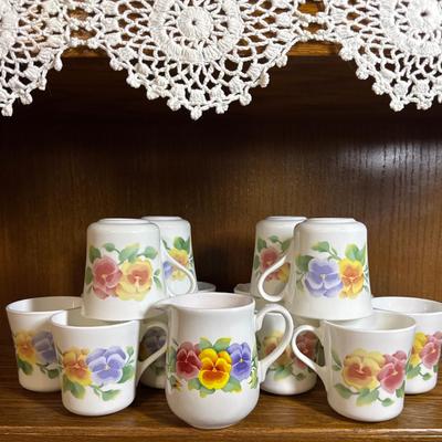 Sale Photo Thumbnail #80: Includes 13 coffee cups measuring 3 1/2" and a creamer