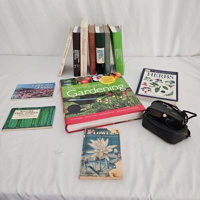 Collection of Audubon Society Field Guides, Gardening Books & Binoculars (LR-JS)