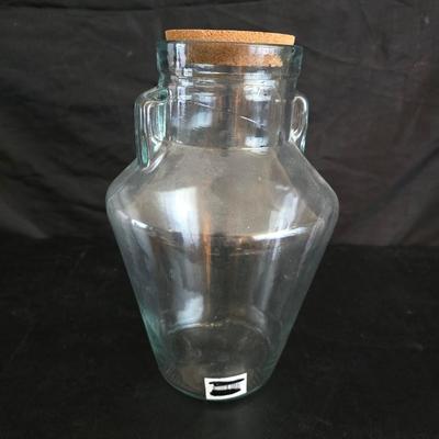 Home decor - large, corked jar - candle holders - and a framed specimen of an Asterope Sapphira butterfly