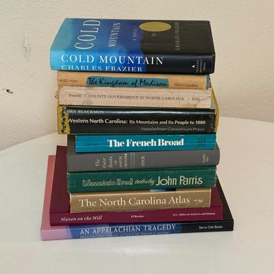 Framed North Carolina Cross-Stitch Map, North Carolina Books, Including Signed & First Edition (LC-SF)