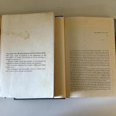 Framed North Carolina Cross-Stitch Map, North Carolina Books, Including Signed & First Edition (LC-SF)