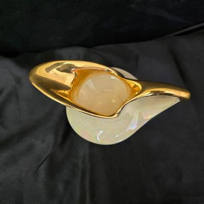 Blackberry Wreath carnival glass bowl and vintage Pearl China Co. creamer& sugar bowl iridescent lusterware set hand decorated with...