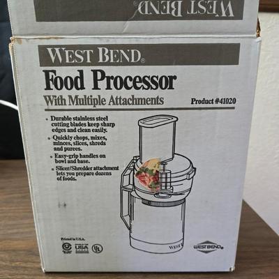 West bend food processor with multiple attachments - and a handful of Kitchen utensils