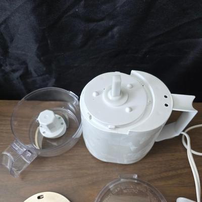 West bend food processor with multiple attachments - and a handful of Kitchen utensils