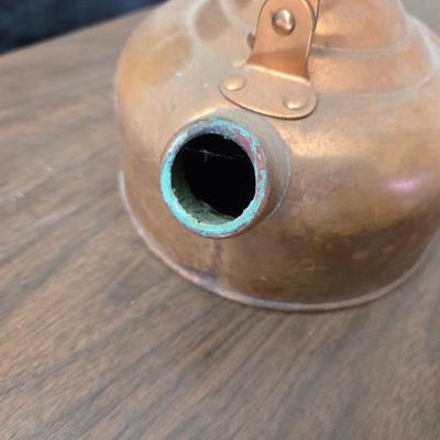 Vintage solid copper ODI Portugal kettle with a vintage copper tray