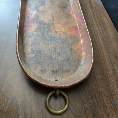 Vintage solid copper ODI Portugal kettle with a vintage copper tray