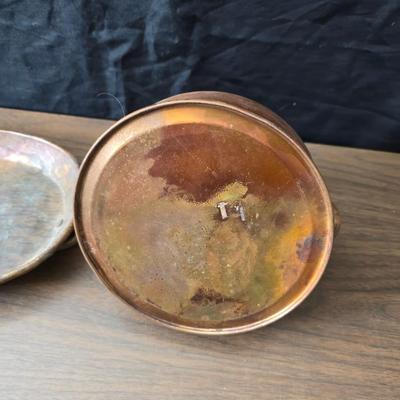 Vintage solid copper ODI Portugal kettle with a vintage copper tray