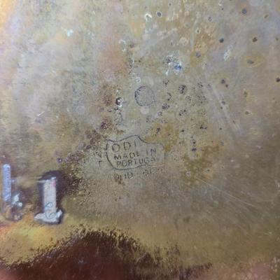 Vintage solid copper ODI Portugal kettle with a vintage copper tray