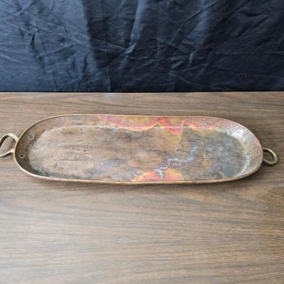 Vintage solid copper ODI Portugal kettle with a vintage copper tray