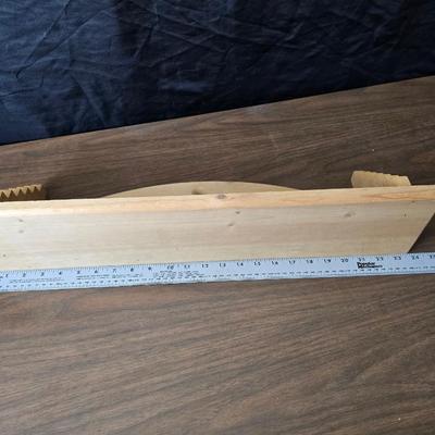 Decorative wooden shelf with cactus and two small wooden boxes also wood burned to match