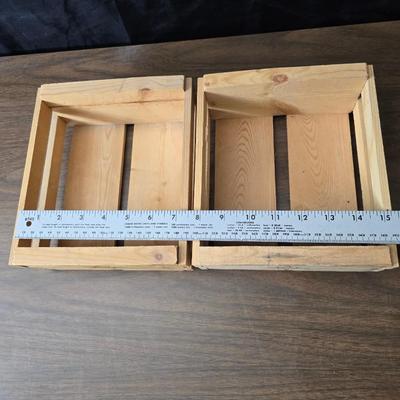 Decorative wooden shelf with cactus and two small wooden boxes also wood burned to match