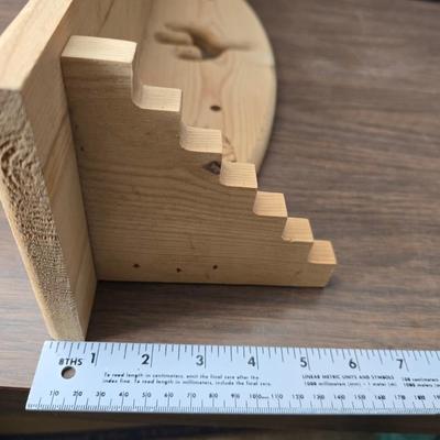 Decorative wooden shelf with cactus and two small wooden boxes also wood burned to match
