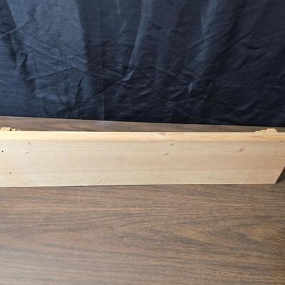 Decorative wooden shelf with cactus and two small wooden boxes also wood burned to match