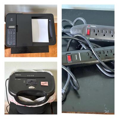 Canon Pixma Printer, Fellowes Paper Shredder, and Power Strips (O-SF)