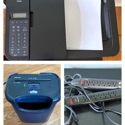 Canon Pixma Printer, Fellowes Paper Shredder, & Power Strips (O-SF)