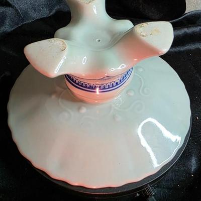 Blue and White Chinese Porcelain Plate with Pagoda and Waterfall Scene - Vintage Chinoiserie Collectible