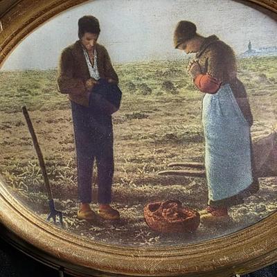 Vintage Framed Print of L'Angélus by Jean-François Millet - Made In Italy - Louvre Museum Edition with Fleur-de-Lis Backing