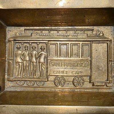 Vintage Solid Brass San Francisco Cable Car Ashtray – Powell & Market St. Souvenir Tray, Made in India