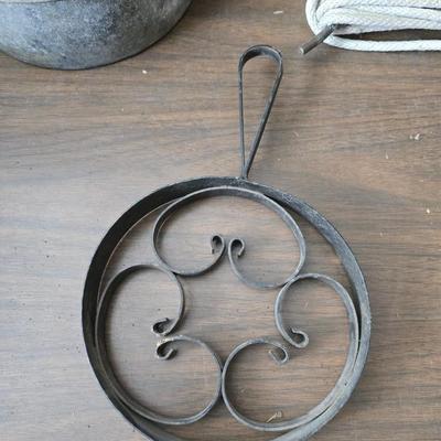 Antique lamp burner - old license plates other neat old trinkets