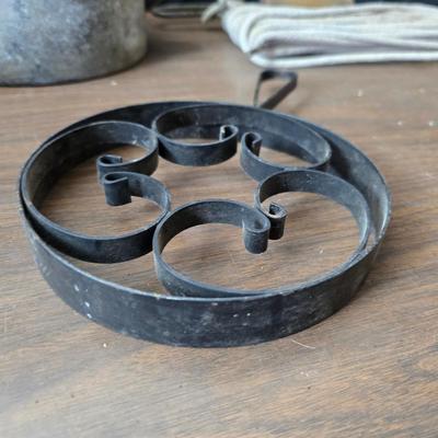 Antique lamp burner - old license plates other neat old trinkets