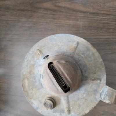 Antique lamp burner - old license plates other neat old trinkets