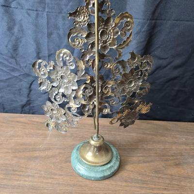 Mid Century French Petitie Choses Brass Candle Holder with a variety of vintage floral China plates