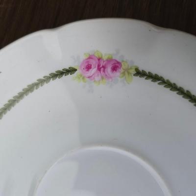 Mid Century French Petitie Choses Brass Candle Holder with a variety of vintage floral China plates