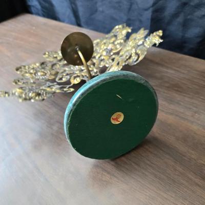 Mid Century French Petitie Choses Brass Candle Holder with a variety of vintage floral China plates