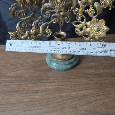 Mid Century French Petitie Choses Brass Candle Holder with a variety of vintage floral China plates