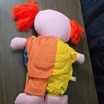 Vintage toy clowns - Edie plush clown - and a handmade holly hobby doll