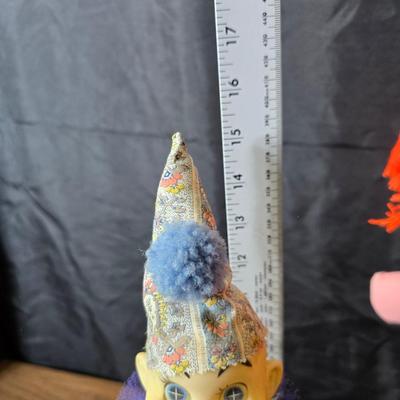 Vintage toy clowns - Edie plush clown - and a handmade holly hobby doll