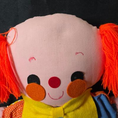Vintage toy clowns - Edie plush clown - and a handmade holly hobby doll