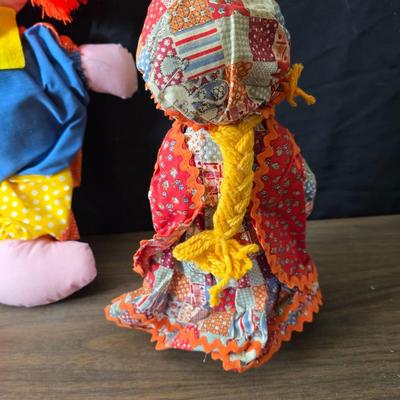 Vintage toy clowns - Edie plush clown - and a handmade holly hobby doll