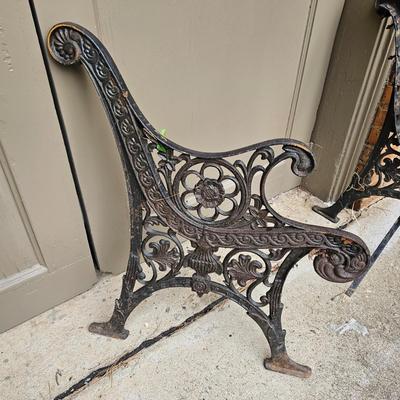 Pair of Wrought Iron Bench Ends & Supports (BP-JS)