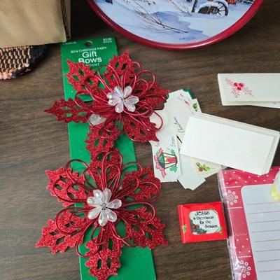 Giant snowman and Christmas items lots of Christmas crafting items - Pinecones - Ribbon and more