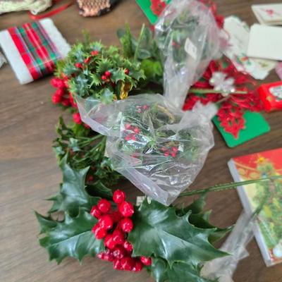 Giant snowman and Christmas items lots of Christmas crafting items - Pinecones - Ribbon and more