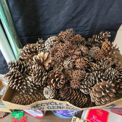 Giant snowman and Christmas items lots of Christmas crafting items - Pinecones - Ribbon and more