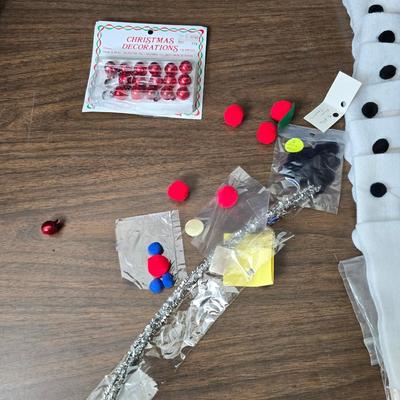 Giant snowman and Christmas items lots of Christmas crafting items - Pinecones - Ribbon and more