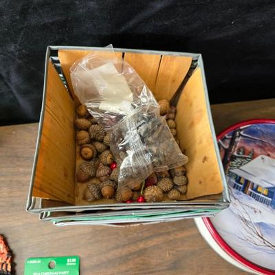 Giant snowman and Christmas items lots of Christmas crafting items - Pinecones - Ribbon and more