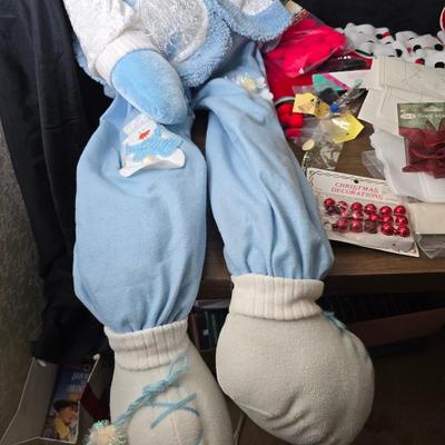 Giant snowman and Christmas items lots of Christmas crafting items - Pinecones - Ribbon and more