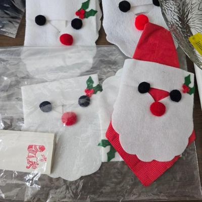 Giant snowman and Christmas items lots of Christmas crafting items - Pinecones - Ribbon and more