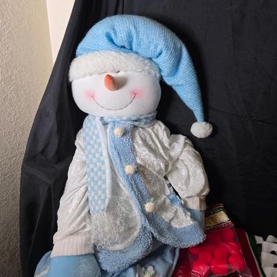 Giant snowman and Christmas items lots of Christmas crafting items - Pinecones - Ribbon and more