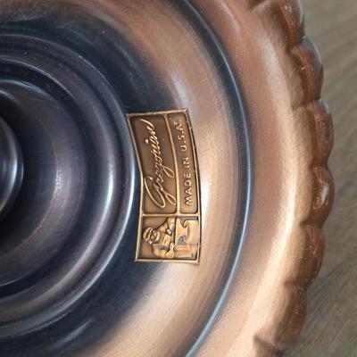 Oil lamp with electric corked attachment - two candle sconces and a decorative candle plate