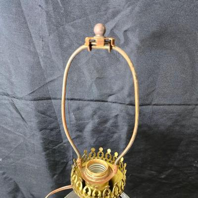 Oil lamp with electric corked attachment - two candle sconces and a decorative candle plate
