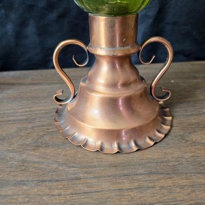 Oil lamp with electric corked attachment - two candle sconces and a decorative candle plate