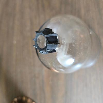 Oil lamp with electric corked attachment - two candle sconces and a decorative candle plate