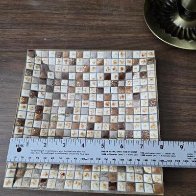 Oil lamp with electric corked attachment - two candle sconces and a decorative candle plate